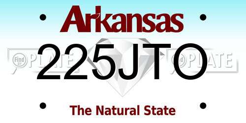 225JTO Arkansas License Plate