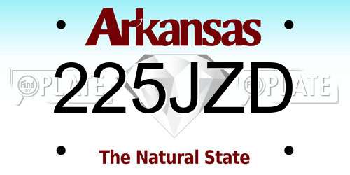 225JZD Arkansas License Plate
