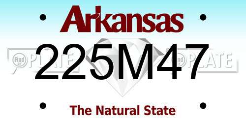 225M47 Arkansas License Plate