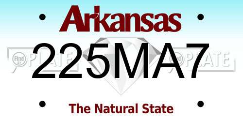 225MA7 Arkansas License Plate