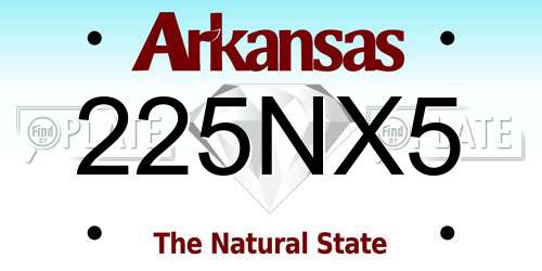 225NX5 Arkansas License Plate