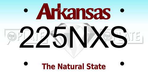 225NXS Arkansas License Plate