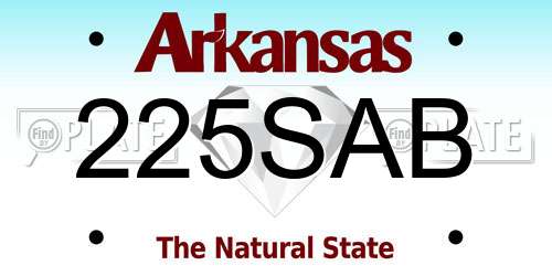 225SAB Arkansas License Plate