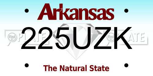 225UZK Arkansas License Plate
