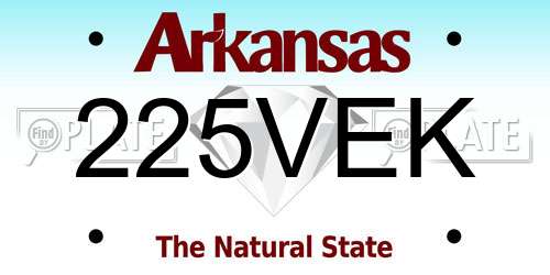 225VEK Arkansas License Plate