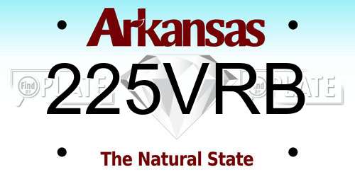 225VRB Arkansas License Plate