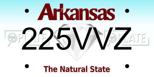 225VVZ Arkansas License Plate