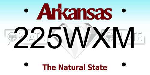 225WXM Arkansas License Plate
