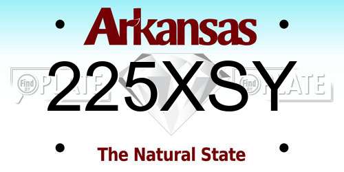 225XSY Arkansas License Plate