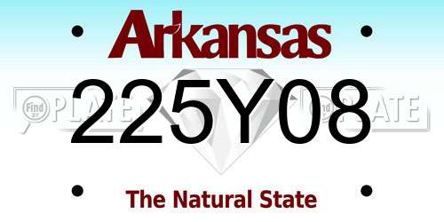 225Y08 Arkansas License Plate