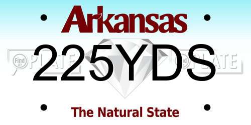 225YDS Arkansas License Plate