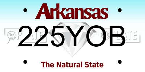 225YOB Arkansas License Plate