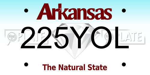 225YOL Arkansas License Plate