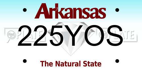 225YOS Arkansas License Plate