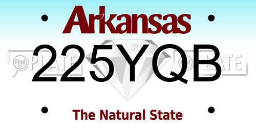 225YQB Arkansas License Plate