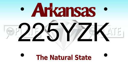225YZK Arkansas License Plate