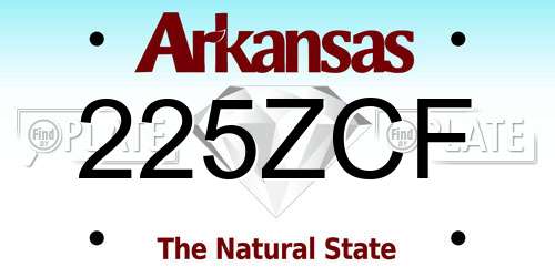 225ZCF Arkansas License Plate