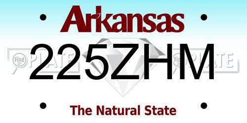 225ZHM Arkansas License Plate