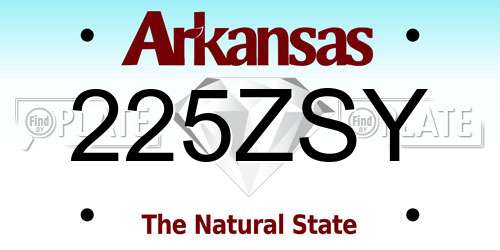 225ZSY Arkansas License Plate