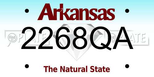 2268QA Arkansas License Plate