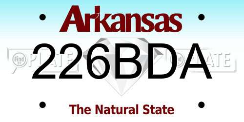 226BDA Arkansas License Plate