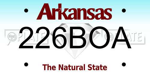 226BOA Arkansas License Plate