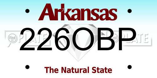 226OBP Arkansas License Plate