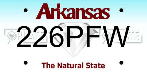 226PFW Arkansas License Plate