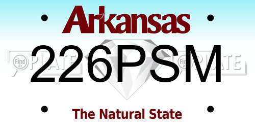 226PSM Arkansas License Plate