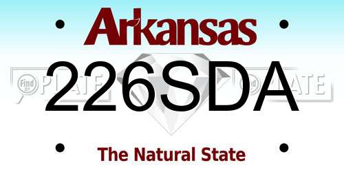 226SDA Arkansas License Plate