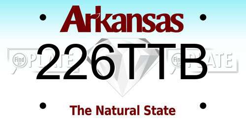 226TTB Arkansas License Plate