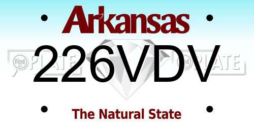 226VDV Arkansas License Plate