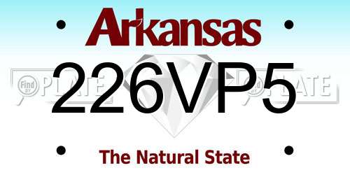 226VP5 Arkansas License Plate