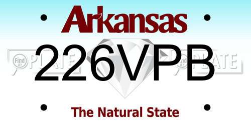 226VPB Arkansas License Plate