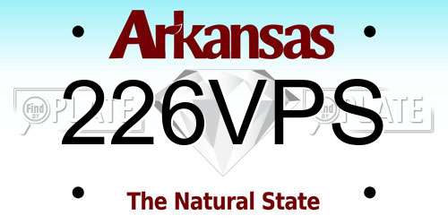 226VPS Arkansas License Plate