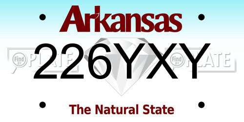 226YXY Arkansas License Plate