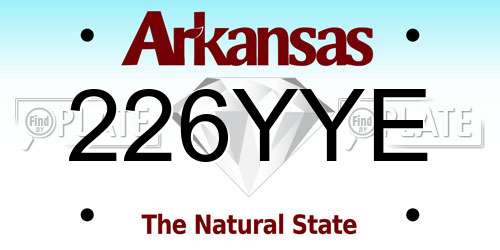 226YYE Arkansas License Plate