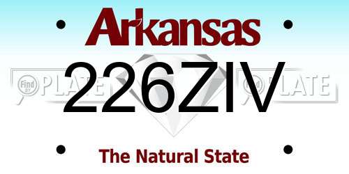 226ZIV Arkansas License Plate