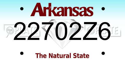 22702Z6 Arkansas License Plate