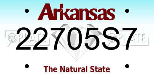 22705S7 Arkansas License Plate