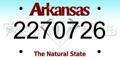 2270726 Arkansas License Plate