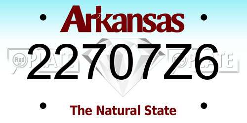 22707Z6 Arkansas License Plate