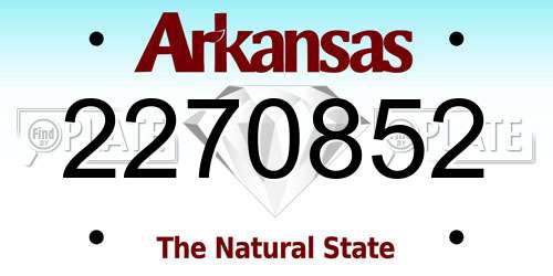 2270852 Arkansas License Plate
