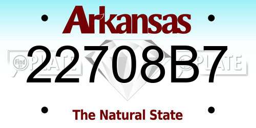 22708B7 Arkansas License Plate