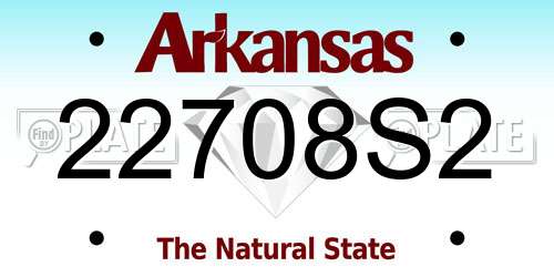 22708S2 Arkansas License Plate