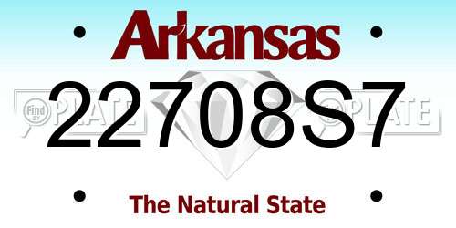 22708S7 Arkansas License Plate
