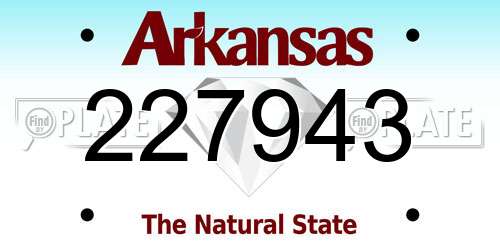 227943 Arkansas License Plate