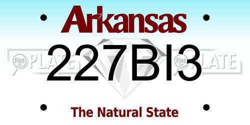 227BI3 Arkansas License Plate