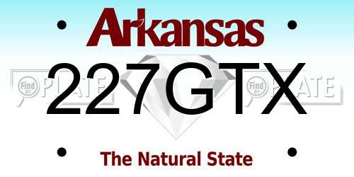 227GTX Arkansas License Plate