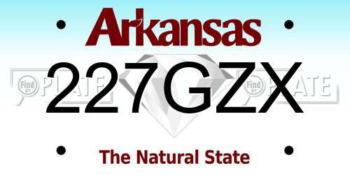 227GZX Arkansas License Plate
